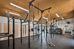 Inside Crossfit Affinity, showing gym equipment